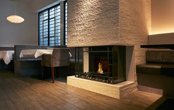 Stylish room with a sleek fireplace, great for ideas on fireplace remodeling and design.